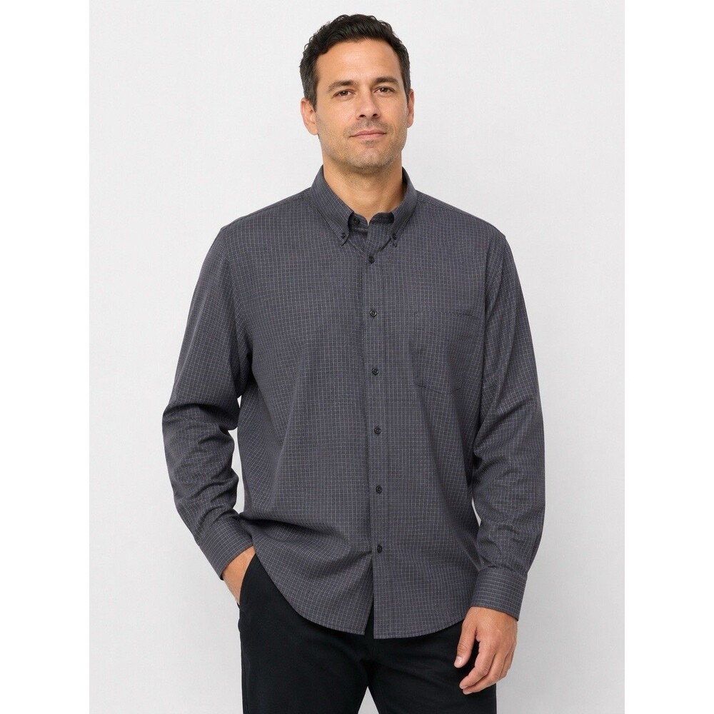 Arrow Men’s Wrinkle Free Check Shirt XL 17.5 34/35 Gray